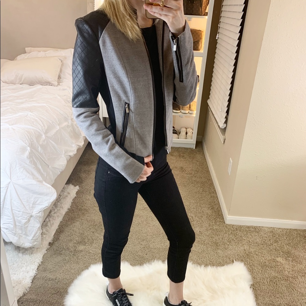 Express Mixed Texture Jacket faux leather